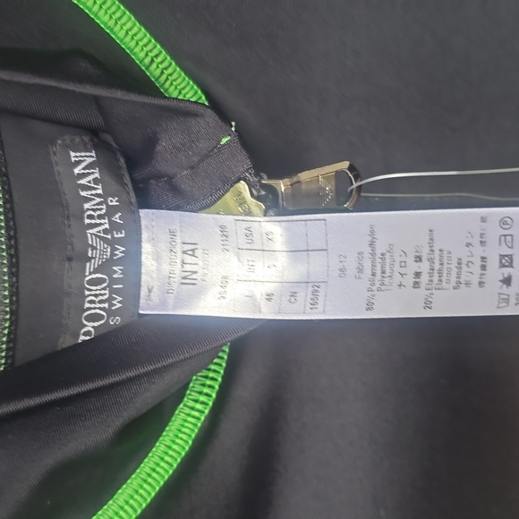 Emporio Armani Swimwear Neon Green Black Zip Rash Guard XS - Picture 4 of 6